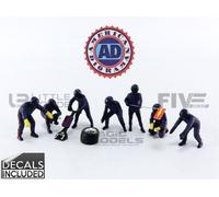 American Diorama 1/43 38384 Figurines F1 Pit Crew Figures Set 1 Team Blue Purple Diecast Modelcar-American Diorama