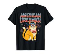 American Dreamer Cat Lunettes de Soleil patriotiques Fireworks USA T-Shirt