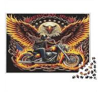 American Eagle Biker Colourful Eagle & Motorcycle 1000 Pcs Jigsaw Puzzles Adults Beautiful Decoration Puzzle Birthday Gift 70x50cm/1000pcs