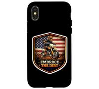 American Embrace The Dirt Bike Rider Motocross Patriot USA Coque pour iPhone X/XS
