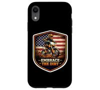 American Embrace The Dirt Bike Rider Motocross Patriot USA Coque pour iPhone XR