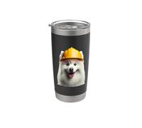 American Eskimo Dog Casque de chantier Jaune Gobelet isotherme en acier inoxydable double paroi