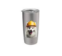American Eskimo Dog Casque de chantier Jaune Gobelet isotherme en acier inoxydable double paroi