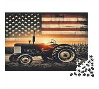 American Farm Tractor 100% Recycled Cardboard Vintage Tractor 1000 Piece Jigsaw Puzzles Adults and Children Fun Present 52x38cm/1000pcs