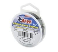 American Fishing Wire Surflon Micro Supreme, Fil d'amorce en Acier Inoxydable avec revêtement en Nylon - Test de 18 kg - Diamètre : 0,61 cm - Noir - 5 m