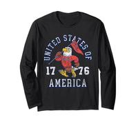 American Flag Bald Eagle & Lightning Vintage July 4th Manche Longue