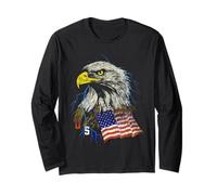 American Flag Bald Eagle & Lightning Vintage July 4th Manche Longue