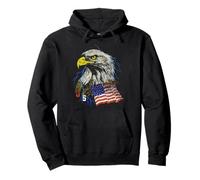 American Flag Bald Eagle & Lightning Vintage July 4th Sweat à Capuche