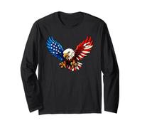 American Flag Bald Eagle Patriotic 4th of July USA Manche Longue