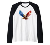 American Flag Bald Eagle Patriotic 4th of July USA Manche Raglan