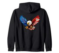 American Flag Bald Eagle Patriotic 4th of July USA Sweat à Capuche