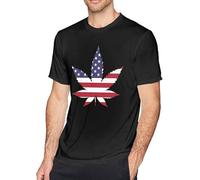 American Flag Cannabis Leaf Men's T-Shirt Tees Short Workout Tops Fashion Black Manches Courtes(XX-Large)