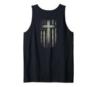 American Flag Christian Cross Patriotic Faith (on Back) Débardeur