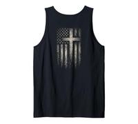 American Flag Christian Cross Patriotic Faith (on Back) Débardeur