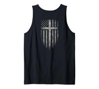 American Flag Christian Cross Patriotic Faith (on Back) Débardeur
