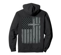 American Flag Christian Cross Patriotic Faith (on Back) Sweat à Capuche