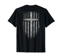 American Flag Christian Cross Patriotic Faith (on Back) T-Shirt