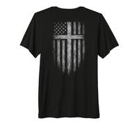 American Flag Christian Cross Patriotic Faith (on Back) T-Shirt Haut de Gamme