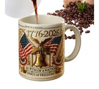 American Flag Coffee Mug, 250th Drinkware Keepsake, 3,25 x 3,82 Inches Ceramic Cup with Build, US Flag Design with Patriotic Style, Ceramic Coffee Mug with Sturdy Handle for History Enthusiasts