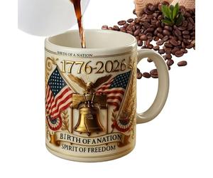 American Flag Coffee Mug, 250th Drinkware Keepsake, 3.25x3.82 Inches Ceramic Cup with Build, US Flag Design with Patriotic Style, Ceramic Coffee Mug with Sturdy Handle for History Enthusiasts