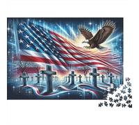 American Flag Eagle Colourful Patriotic Cemetery 1000 Pcs Jigsaws Adults Beautifully Illustrated Birthday Present 70x50cm/1000pcs