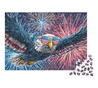 American Flag Eagle Fireworks Puzzles 1000 Pieces Cadeau Unique Jeu Éducatif Défi Jouet À De Qualité Supérieure Peinture Art pour Adultes Enfants 52x38cm/1000pcs