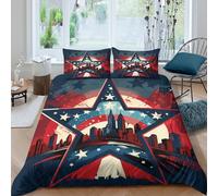 American flag étoile Ensemble De Literie 3 pièces 3D Effet résistante Vector patriotic Housse de Couette avec Fermeture Éclair Facile d'entretien for Chambre de adolescents Double（200x200cm）