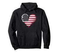 American Flag Heart Distressed Artistic USA Patriotic Pride Sweat à Capuche