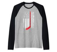 American Flag Hockey USA Joueur de Hockey Patriotique Manche Raglan