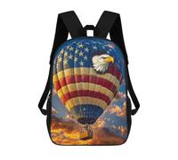 American Flag Hot Air Balloon Sacs À Dos Imprimés En 3D Pour Enfants 17inch Sacs À Dos Tendance Et Décontractés Pour La Journée, Sacs De Voyage, Sacs À Dos D'extérieur Pour Garçons Et Filles