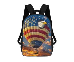American Flag Hot Air Balloon Sacs À Dos Imprimés En 3D Pour Enfants 17inch Sacs À Dos Tendance Et Décontractés Pour La Journée, Sacs De Voyage, Sacs À Dos D'extérieur Pour Garçons Et Filles