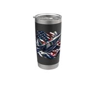 American Flag Patriotic Airplane Plane US Independence Day Gobelet isotherme en acier inoxydable double paroi