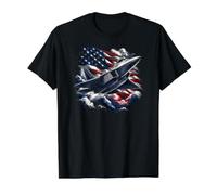 American Flag Patriotic Airplane Plane US Independence Day T-Shirt Graphique avec Valeur