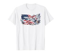 American Flag Patriotic Airplane Plane US Independence Day T-Shirt Graphique avec Valeur