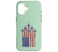 American Flag Patriotic Fighter Jet Airplane Flyover 4th Coque pour iPhone 16