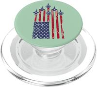 American Flag Patriotic Fighter Jet Airplane Flyover 4th PopSockets PopGrip pour MagSafe