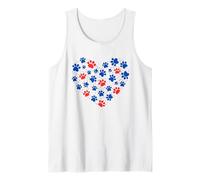 American Flag Paw Print Heart Patriotic 4th of July Dog Love Débardeur