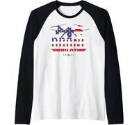 American Flag RC Drone Flying Aircraft Quadcopter Pilot Gift Manche Raglan