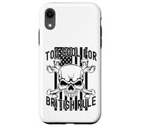 American Flag Skull Bones 4th July Too Cool for British Rule Coque pour iPhone XR