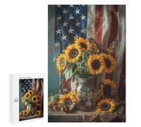 American Flag Sunflower Bouquet-2 Puzzle 1000 Pièces Educa Jouet en Bois Cadeau Unique Décoration Intérieure Jeu Éducatif Challenge Toy Adultes Et Enfants À Partir De 14 Ans 1000 PCS