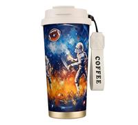 American Football Galaxy Space Play Tasse à café à double paroi en acier inoxydable 316, durable, isolée et élégante, adaptée pour les amateurs de café et de thé