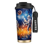American Football Galaxy Space Play Tasse à café à double paroi en acier inoxydable 316, durable, isolée et élégante, adaptée pour les amateurs de café et de thé