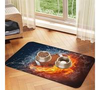 American Football in Fire and Water,Waterproof Pet Feeding Mat,PU Leather Placemats for Cat Dog Water Bowl,Food Mats,40x60cm