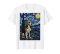 American Foxhound Dog Van Gogh Nuit étoilée T-Shirt Graphique avec Valeur