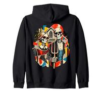 American Gothic Halloween Squelette Couple Drôle Art Effrayant Sweat à Capuche
