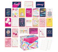 American Greetings Assortiment de 25 cartes d'anniversaire pour elle avec enveloppes, sceaux et boîte de rangement (Fierce and Fabulous)