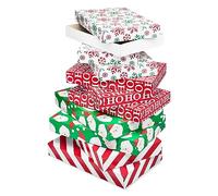 American Greetings Boîtes cadeaux rayées rouges et blanches pour Noël et toutes les fêtes (10 boîtes, 6 boîtes de chemise, 4 boîtes pour peignoirs)