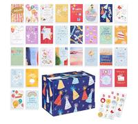 American Greetings Lot de 33 cartes d'anniversaire conçues par Kathy Davis Studios, assortiment d'aquarelles colorées