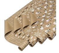 American Greetings Lot de 4 rouleaux de papier cadeau kraft (bonhommes de neige) pour Noël et toutes les fêtes (4 rouleaux de 76,2 cm x 2,4 m)