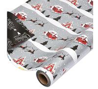 American Greetings Papier cadeau de Noël réversible, traîneau du Père Noël et sapin de Noël (1 rouleau géant, 175 m²)